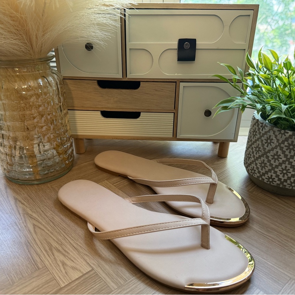 Ardene Nude Sandals with Gold Trim
